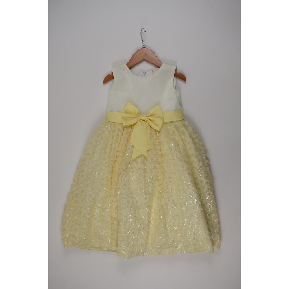 Pink Butterfly Dress Special Occasion Yellow Sequin Lace 6X NWT